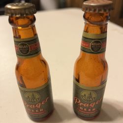 Prater Beer Bottle Salt And Pepper Shakers 
