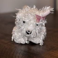 Ganz Webkinz White Terrier Dog Puppy Pink Bow Plush Stuffed Animal Toy Used