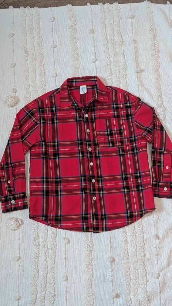 Holiday Red Plaid Long Sleeve Shirts Sz 8