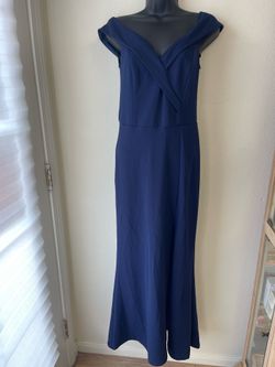 Rebecca Beeson Navy Off-Shoulder Maxi Dress