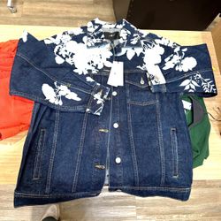Floral Easy Trucker Jacket - Unisex Denim Flower Jacket 