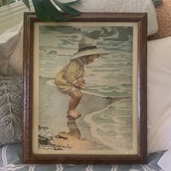 Little Girl Collecting Shells Print