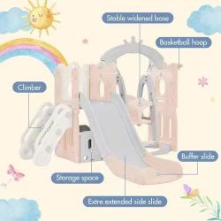 Slide and Swing Game  5 in 1 pink/grey 