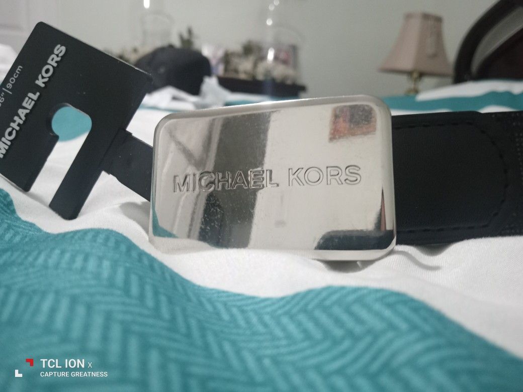 36"/90 Cm Michael Kors Black Plaque Belt 