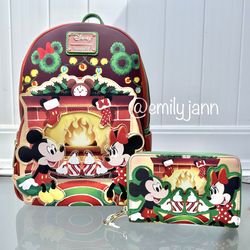 Mickey and Minnie Mouse Fireplace Backpack Set 
