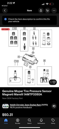 Mopar 1AMTP3350A Tire Pressure Sensor