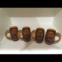 Vintage Amber Glass Mugs