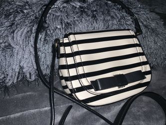 Kate Spade Black And White Stripped Crossbody Bag