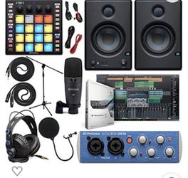 PreSonus AudioBox 96 Audio Interface (Black) Full Studio Bundle with Studio One Artist Software Pack, ATOM MIDI/Production Pad Contro