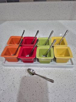 Condiment Set With Tray and mini spoons