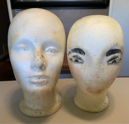 VINTAGE MANNEQUIN STYROFOAM HEADS WIG STANDS