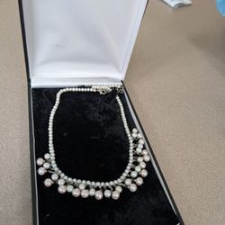 Pearl Necklace Natural Dangles Adjustable 