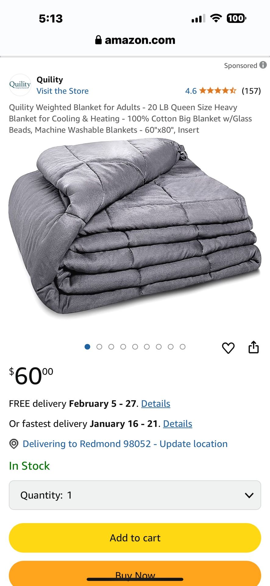 Queen Weighted Blanket With Cover 