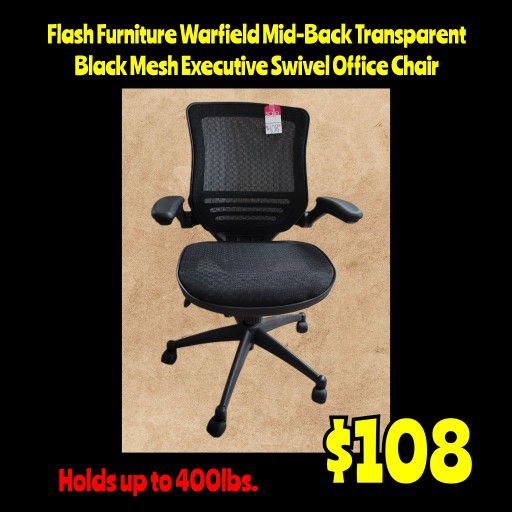 New Flash Furniture Warfield Mid-Back Transparent Black Mesh Executive Swivel Office Chair

: Njft