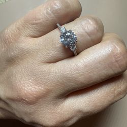 Lab Created Diamond Sterling Silver Engagement Ring