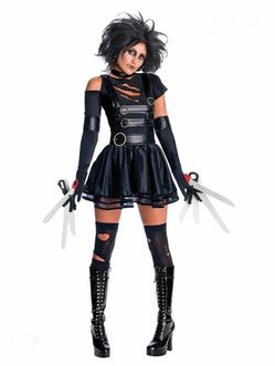Miss Scissorhands Adult Women’s Halloween Costume. Size Large (New) *Dress *Scissorhands Gloves *Wig *Choker *Belt.