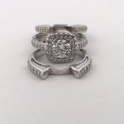 14k white gold 1.67ct diamond ring set size 4.75