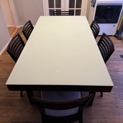 Kitchen Table 8 Chairs Glass & Wood