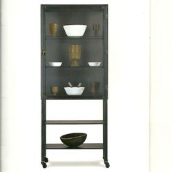 Raw Steel Glass Display Cabinet And Stand Up Mirror