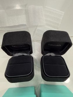 Authentic Two Empty Black Velvet Ring Boxes