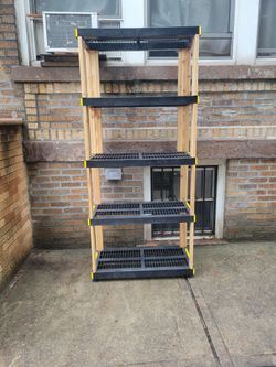5-Tier Wood & Plastic Shelving Unit