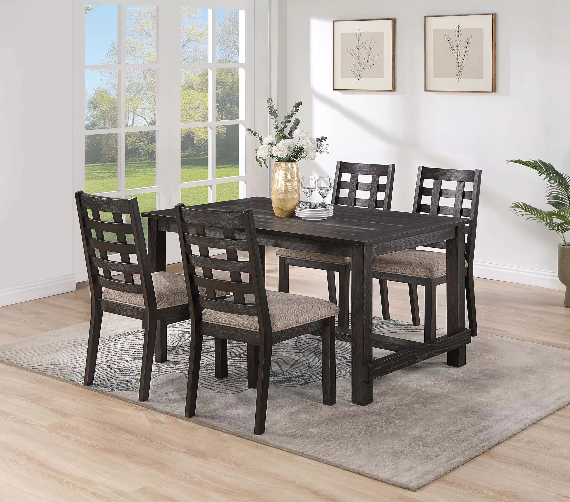 NEW 5pc Wood DINING Room SET Table Chairs💥NO CREDIT NEEDED $10 Down
