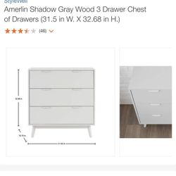 Amerlin Shadow Gray Wood 3 Drawer Chest of Drawers (31.5 in W. X 32.68 in H.)