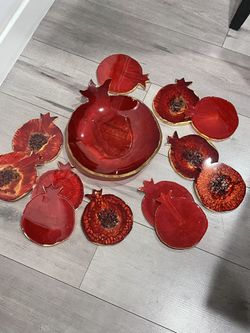 Pomegranate Bowl and Coaster Set