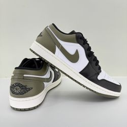 New Air Jordan 1 Low "Black Toe/Medium Olive" [553558-092] Size 9.5