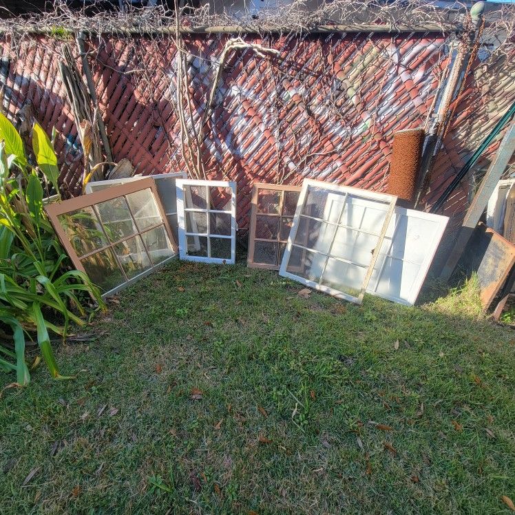 Various vintage wood windows