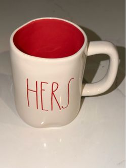 Rae Dunn HERS Ceramic Mug Red Interior