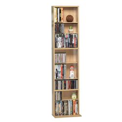 Summit Maple Media Storage Shelf Adjustable Organizer Cabinet For CDs DVDs Games