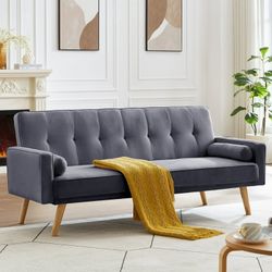 Mid-Century Linen Fabric Convertible Sofa Bed Sofa Couch,Modern Love Seats Sofa 