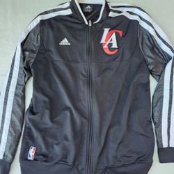 Los Angeles Clippers Jacket Mens Large Black Adidas NBA Basketball Track Coat LA