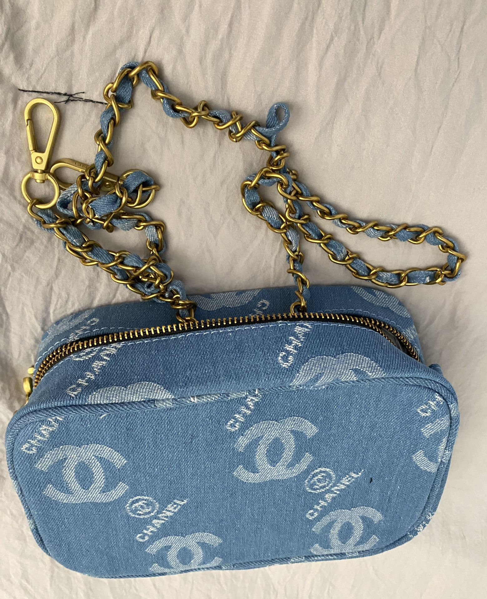 Authentic Chanel Makeup Pouch With Chain