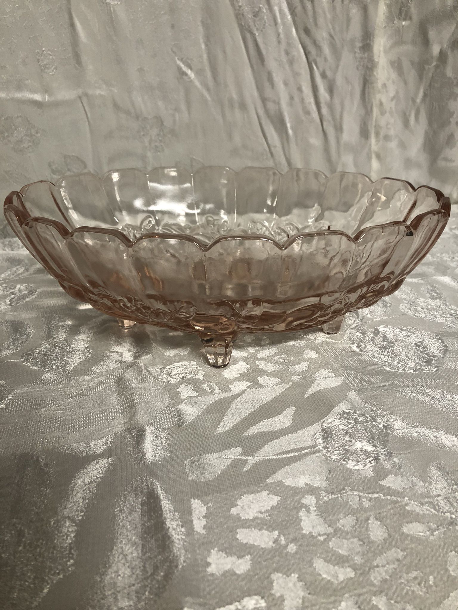 Vintage Pink Depression Glass Footed Bowl