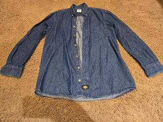 Dickies Denim long-sleeved button down work shirt, Men's size M/Tall