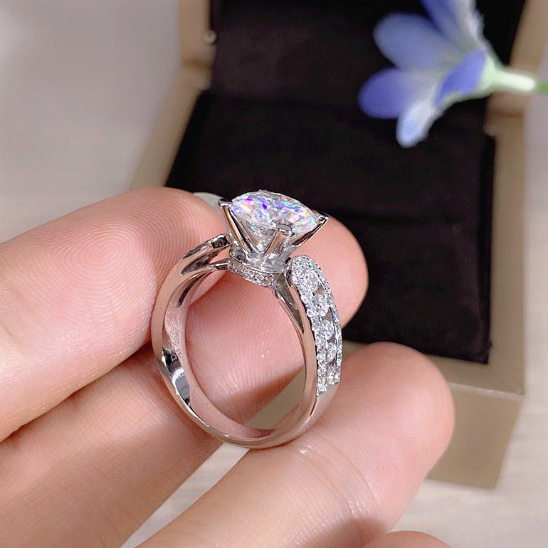 Engagement Anillos Round Zircon Silver Plated Wedding Beautiful Ring, L327
 