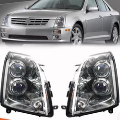 Pair HID Projector Headlights Assembly 2005-2011 Cadillac STS Headlamps Lights Left Right Side