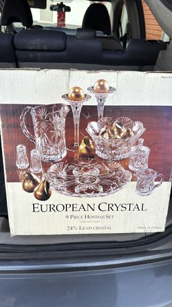 9 piece crystal hostess set