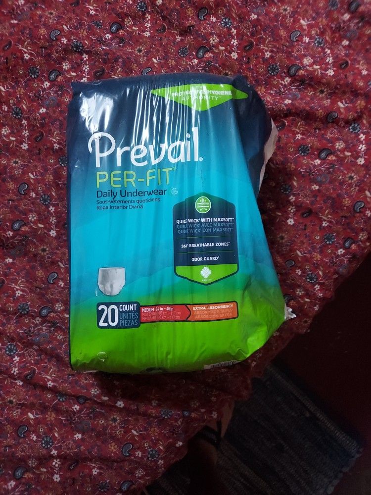 ADULT DIAPERS 20 COUNT MED. 34"-46" $1.00 A BAG