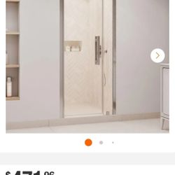 ✨️ OVE Decors Pasadena 3 3/4 in. to 35 3/4 in. W x 72 in. H Pivot Alcove Frameless Shower Door in Satin Nickel #15SG