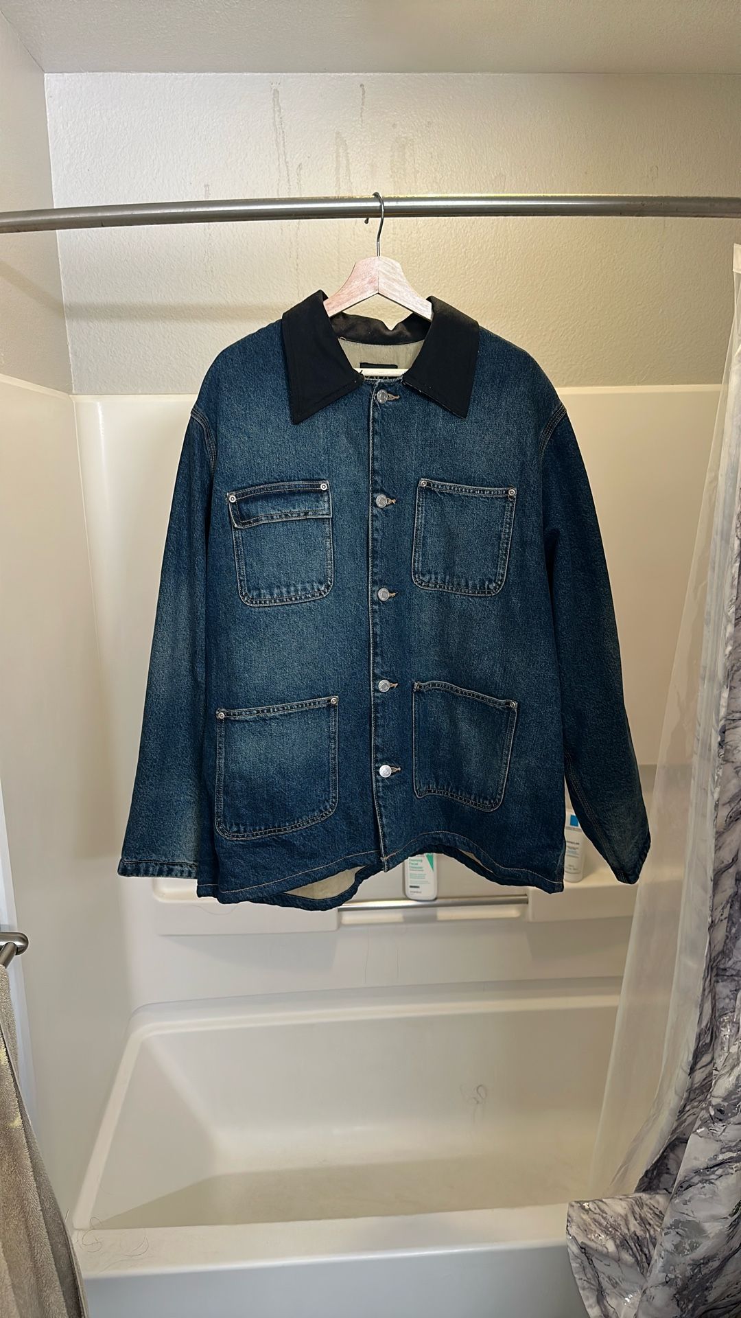 Zara Contrasting Collar Jean jacket