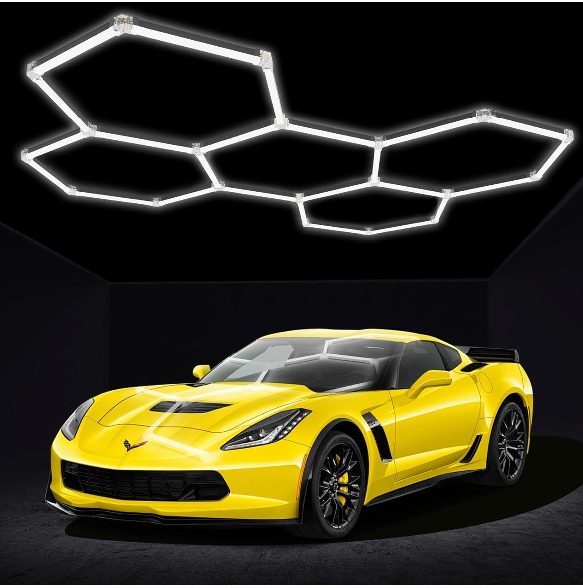 Hexagon Lights, Hexagon LED Lights, 168W 7000K Super Bright Lights for Garage, Shop, Warehouse, Gym, Car Detailing Shop, Basement, Auto Beauty Shop
