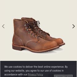 SIZE 8 RED WING HERITAGE THE IRON RANGER COOPER ROUGH AND TOUGH LEATHER SOFT TOE BOOTS BRAND NEW