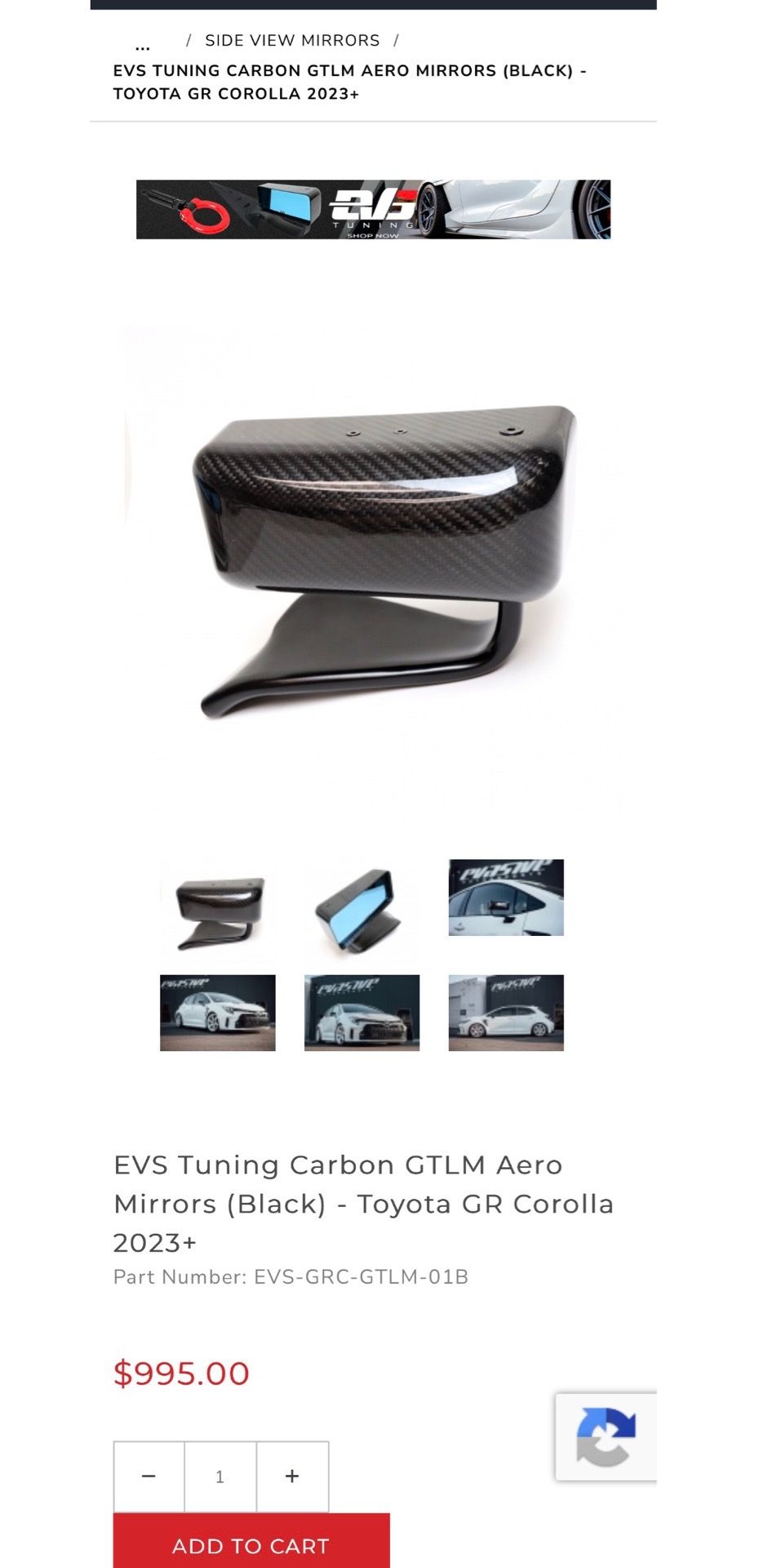 Toyota GR Corolla 2023+ EVS carbon fiber mirrors