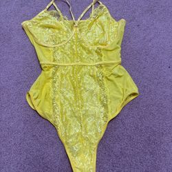 New Xxl Yellow Lace Festival Bodysuit Lingerie 