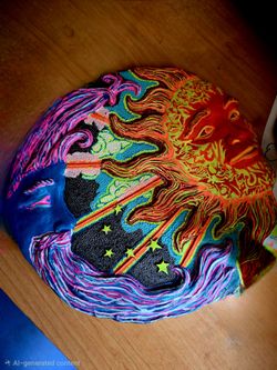 Sun, moon, clouds and stars hand painted décor.(Outdoor-Indoor)