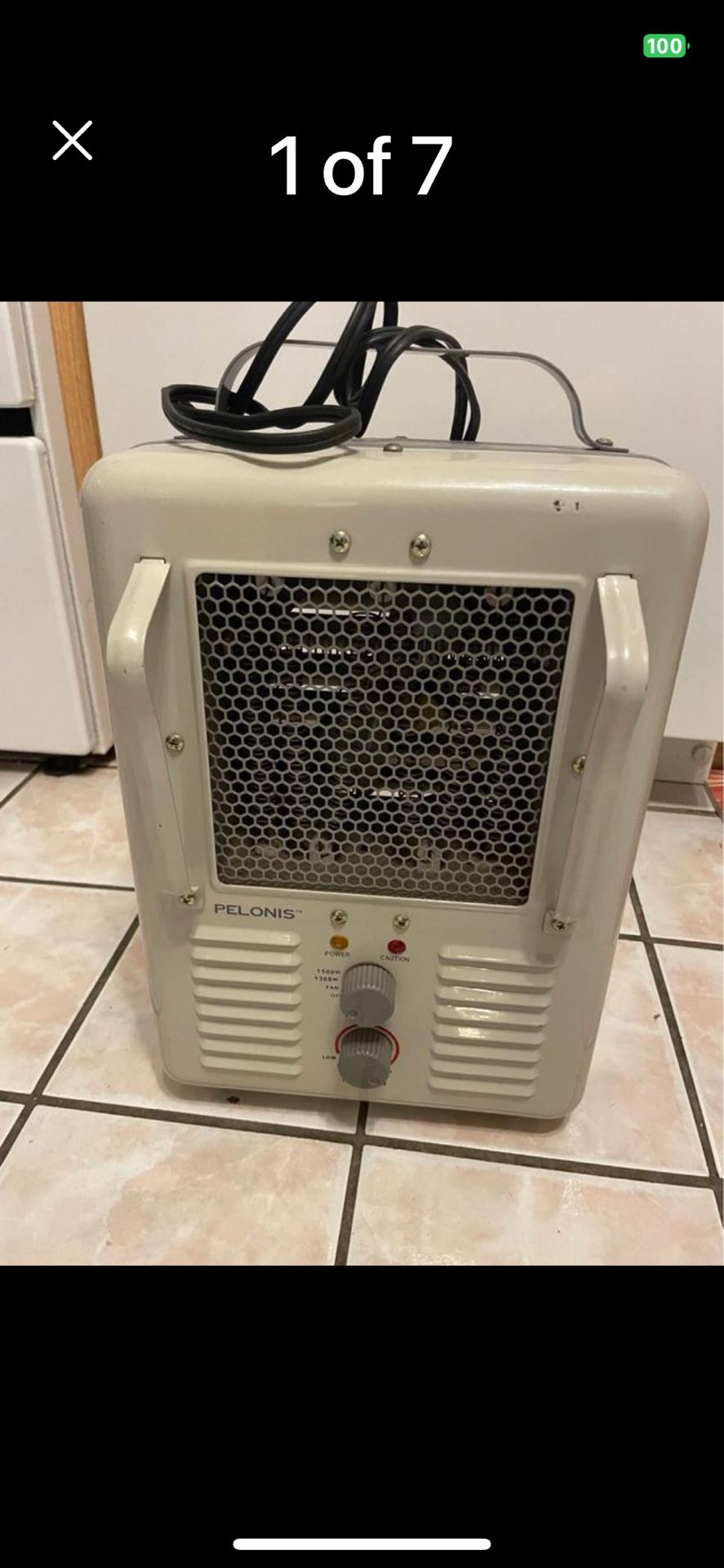 Pelonis Utility Heater, HB-301, 1500 Watts 120 Volts / Of10"W x 6"D x 16"H,Pu Derry / N Hampton Nh