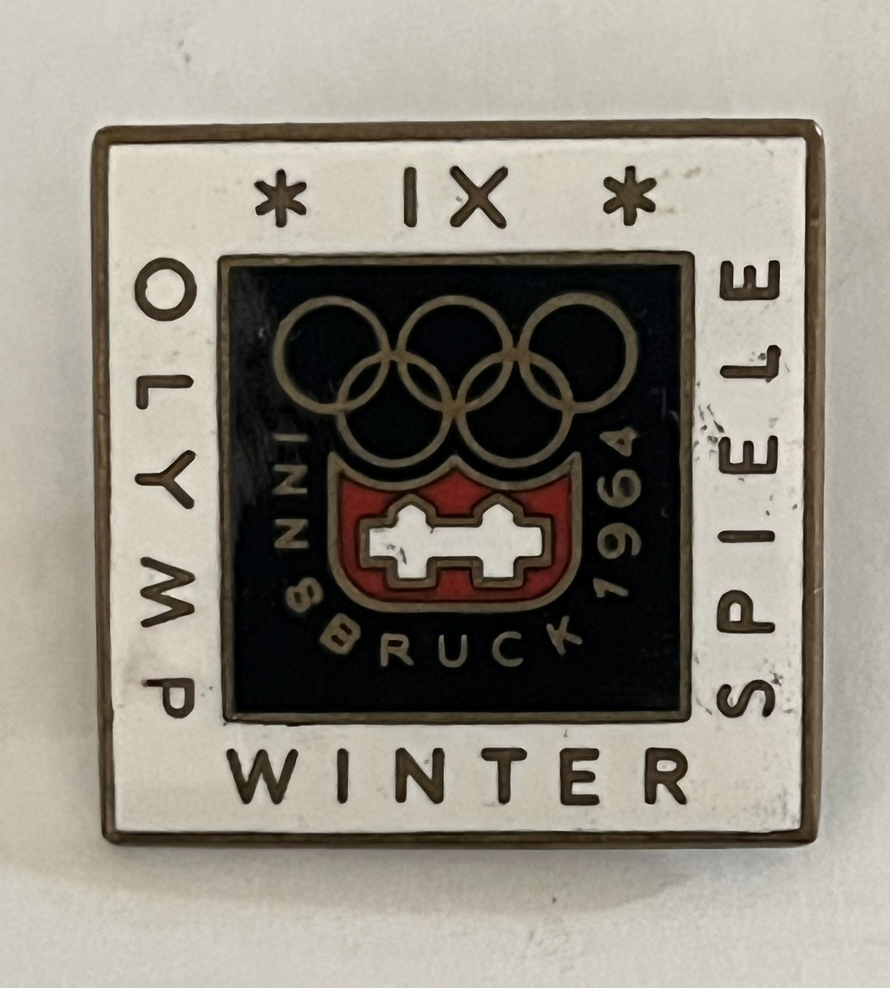 Nice VTG 1964 Innsbruck Olympic 1"x1"  Pin Winter Spiele Games XI Rare Enamel